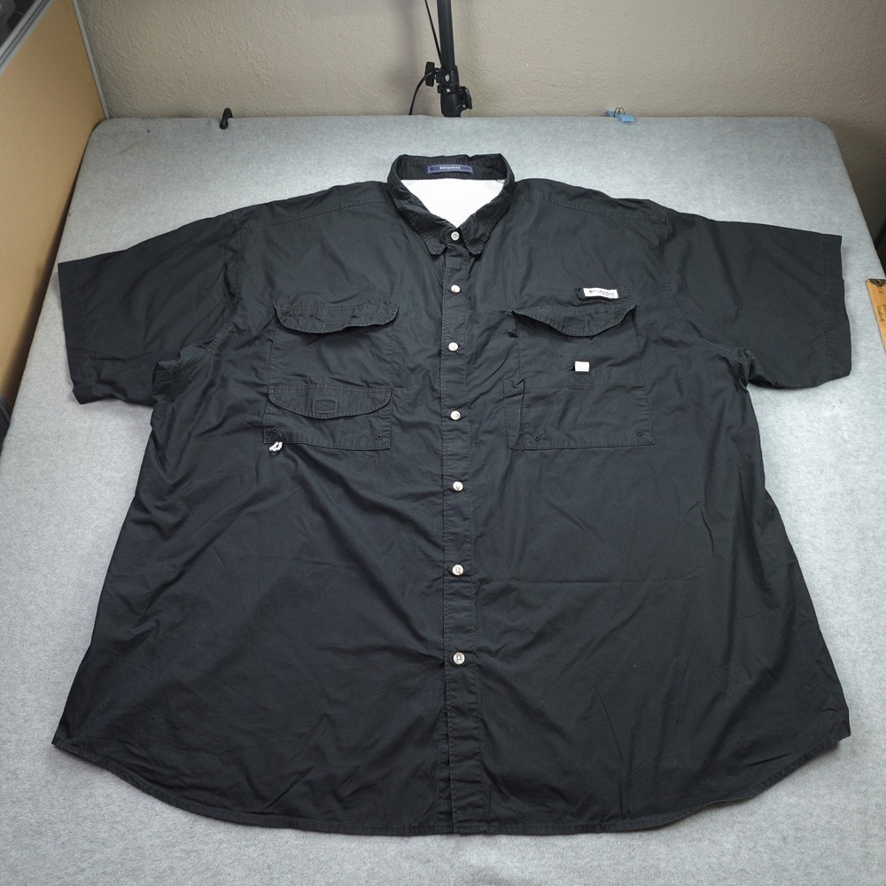 Columbia Shirt Mens 5X Black PFG Bonehead Short Sleeve Fishing Button Up Vented